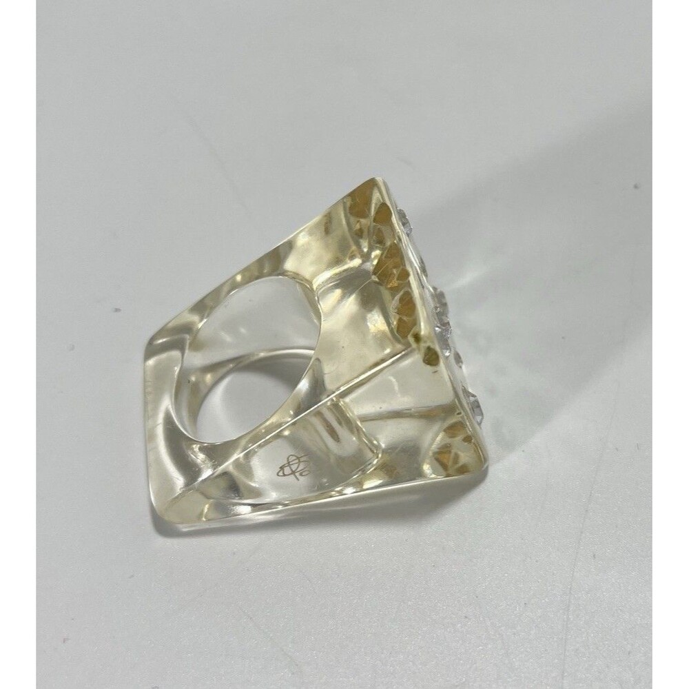 Sobral Clear Resin Block Ring Embedded Rhinestone… - image 2